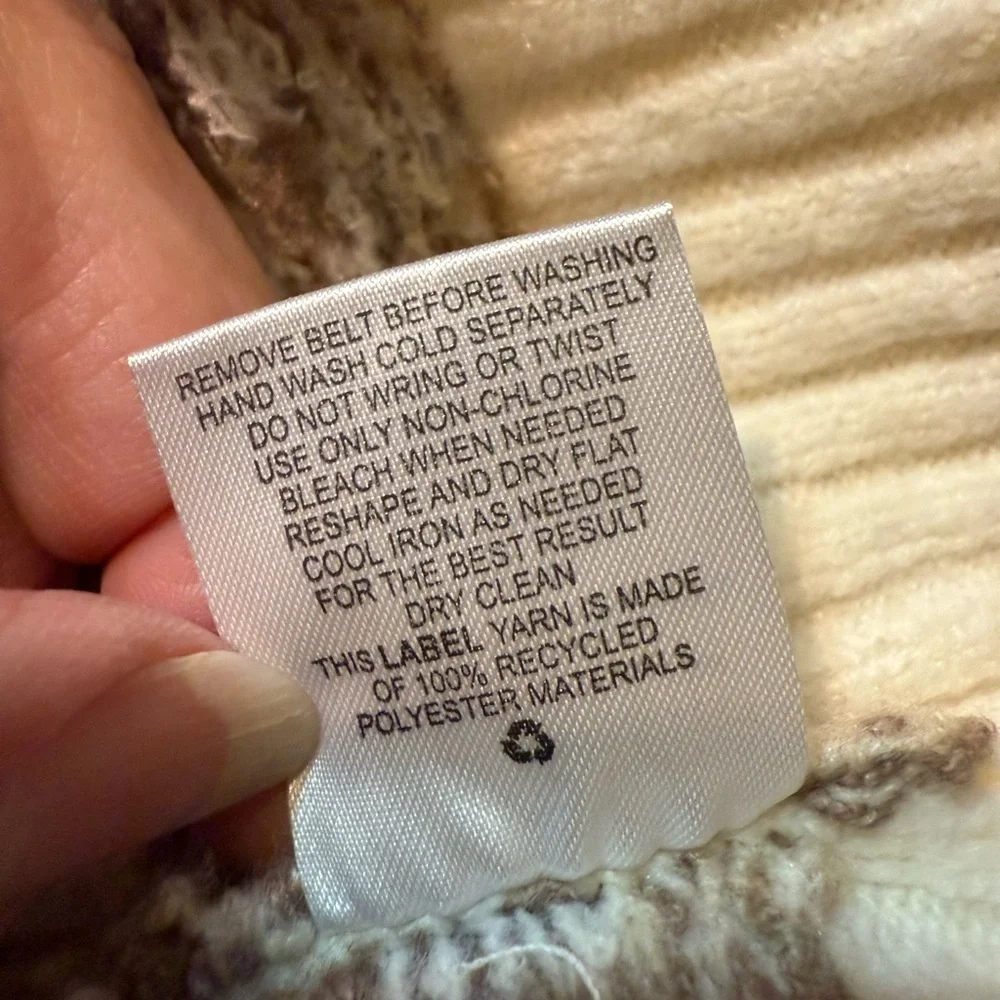 Olive & Oak Brown and Cream Geometric Sweater Dress With Belt, Sz XL - Picture 10 of 10